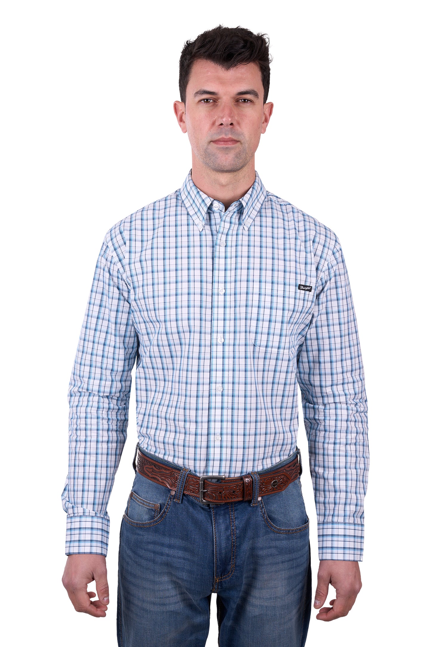 Wrangler Men’s Owen Check Button Down Long Sleeve Shirt