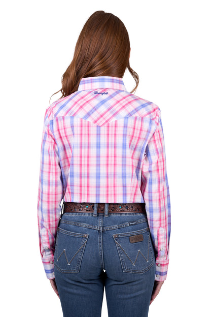 Wrangler Women’s Astrid Check Western Long Sleeve Shirt