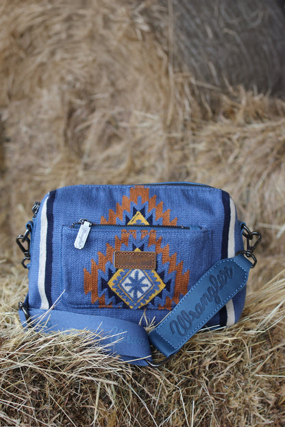 Wrangler Maya Aztec Crossbody Bag - Blue