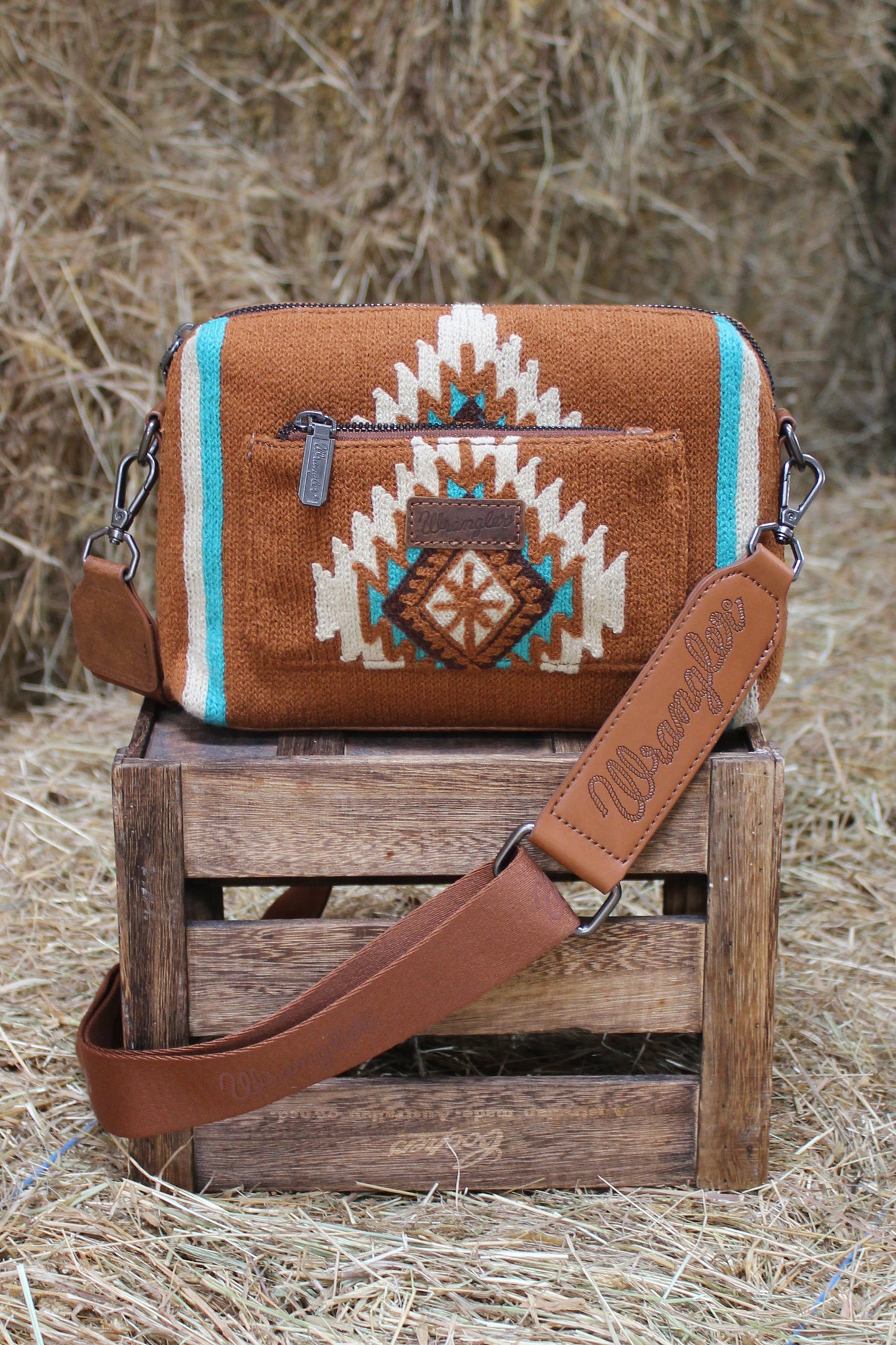 Wrangler Maya Aztec Crossbody Bag - Tan
