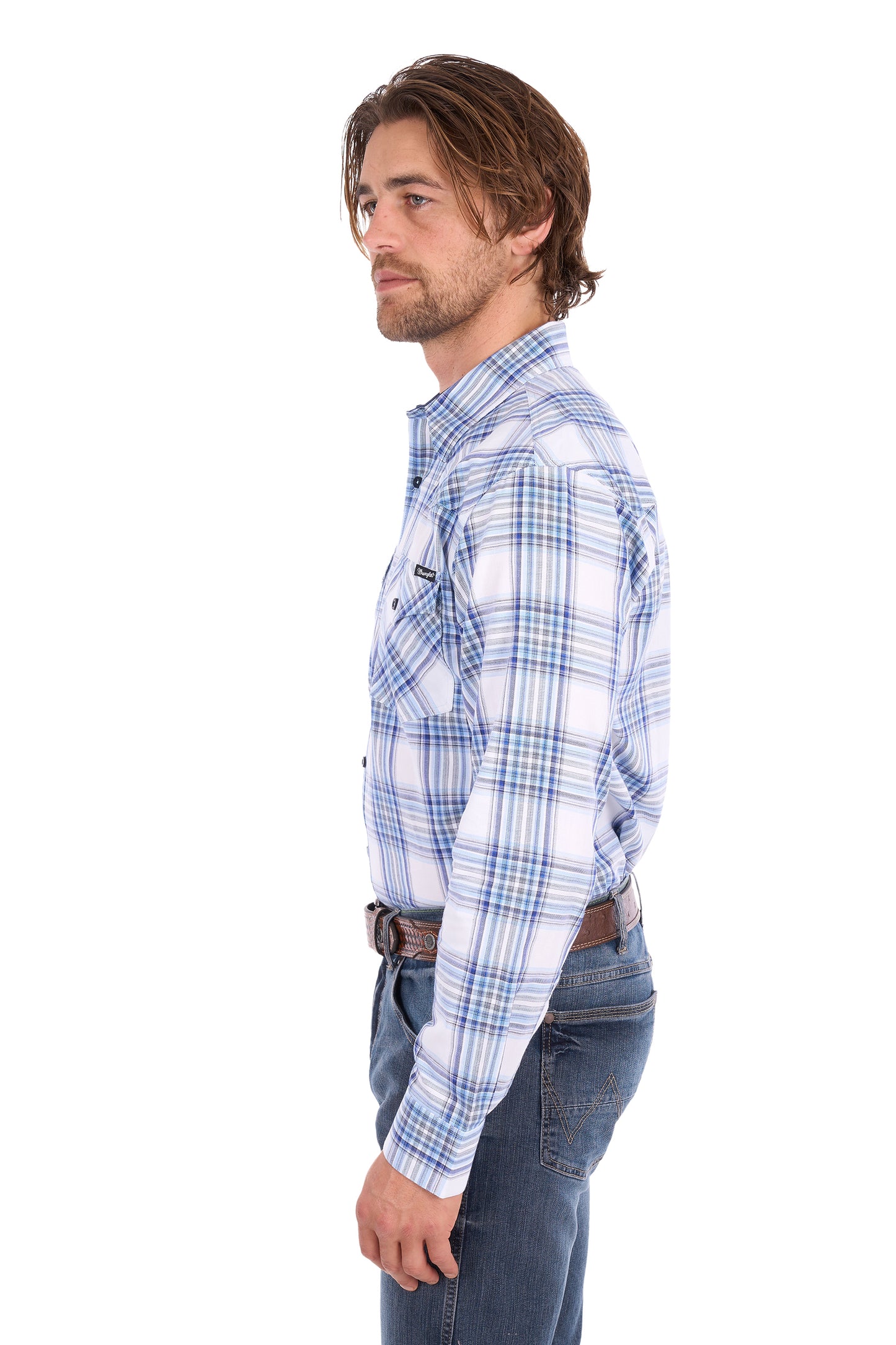 Wrangler Men’s Eric Check Western Button Down Long Sleeve Shirt