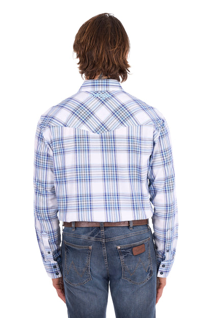 Wrangler Men’s Eric Check Western Button Down Long Sleeve Shirt