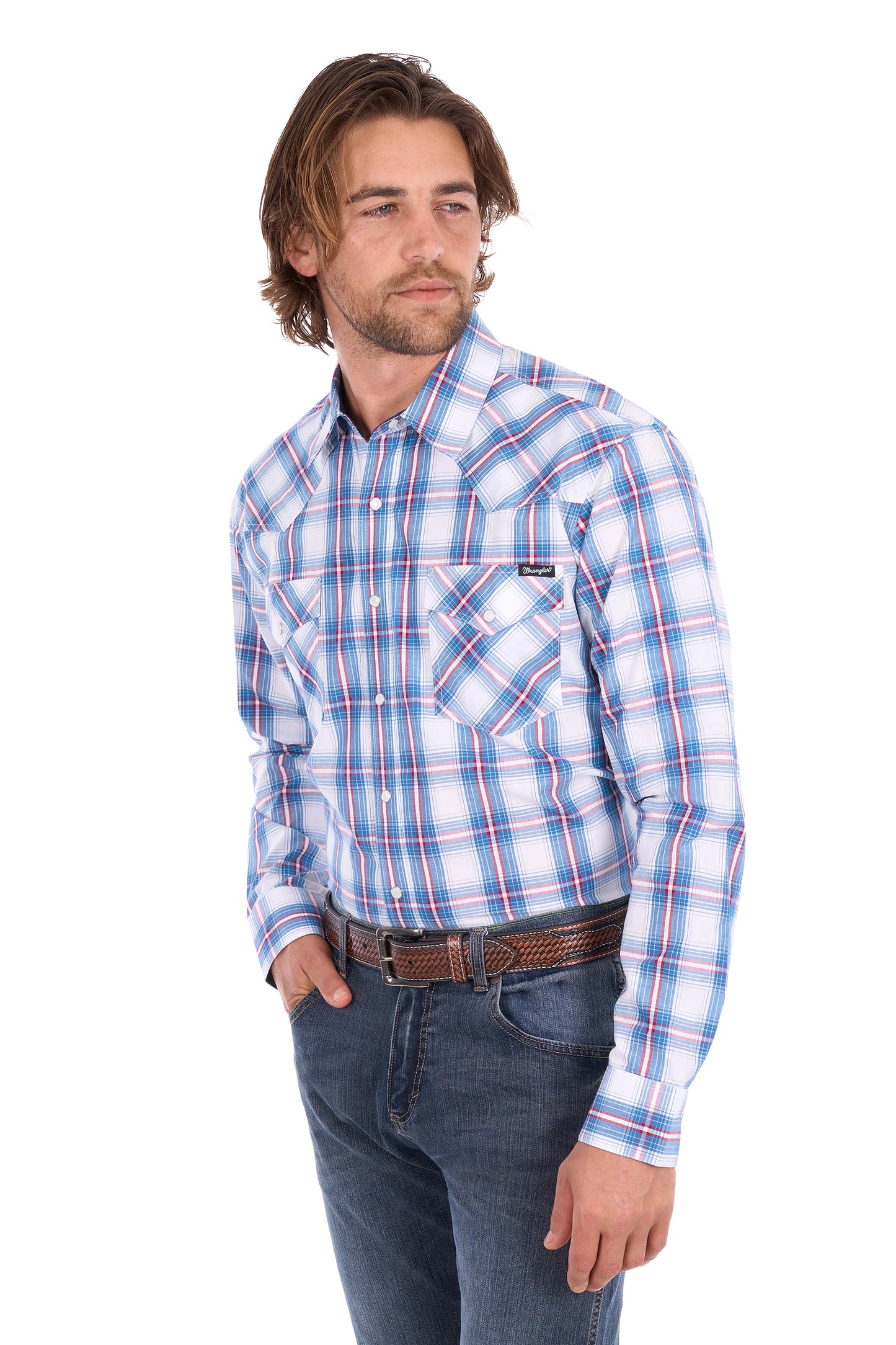 Wrangler Men’s Louis Check Western Long Sleeve Shirt