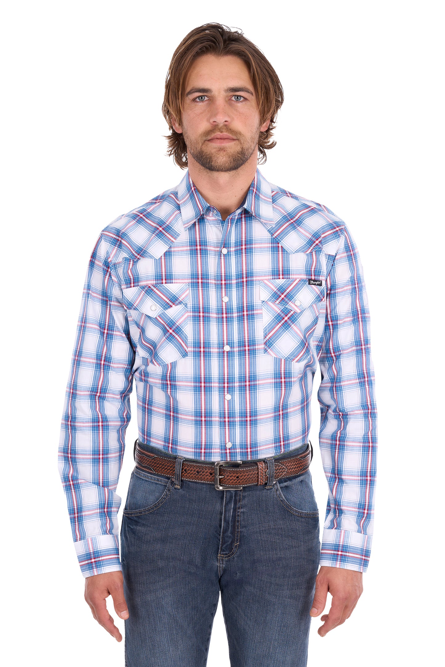 Wrangler Men’s Louis Check Western Long Sleeve Shirt