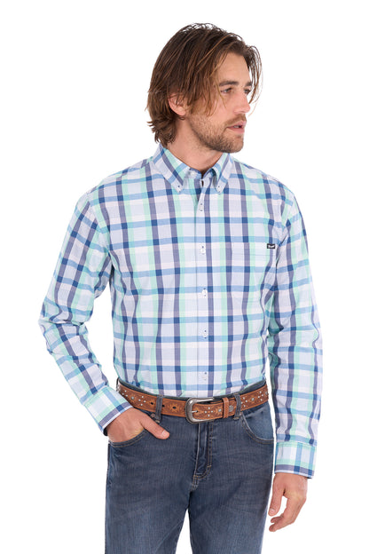 Wrangler Men’s Dale Check 1-Pocket Button Down Long Sleeve Shirt