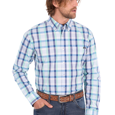 Wrangler Men’s Dale Check 1-Pocket Button Down Long Sleeve Shirt