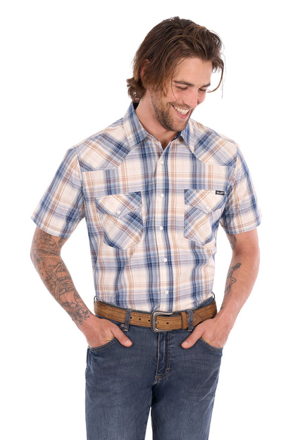 Wrangler Men’s Adrian Check Western Short Sleeve Shirt
