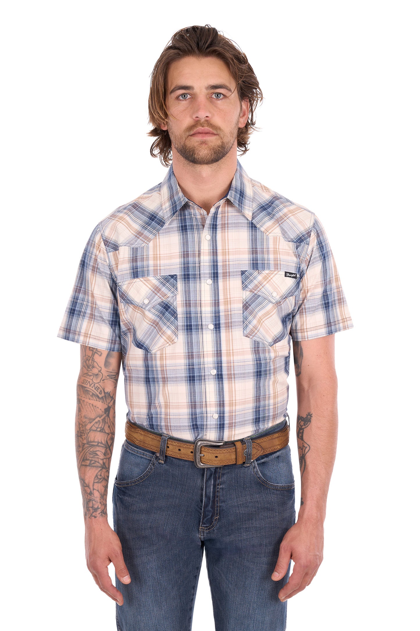 Wrangler Men’s Adrian Check Western Short Sleeve Shirt