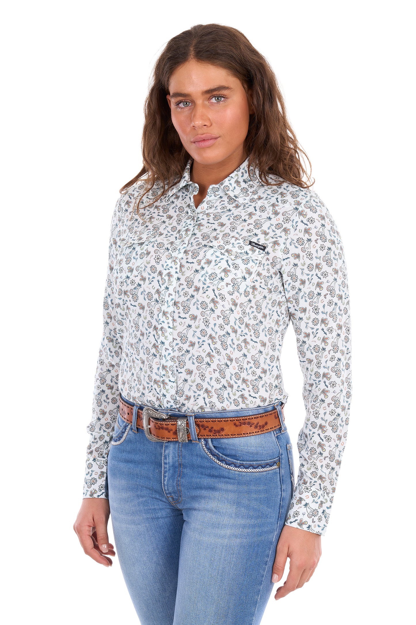 Wrangler Women’s Elena Print Western Long Sleeve Shirt