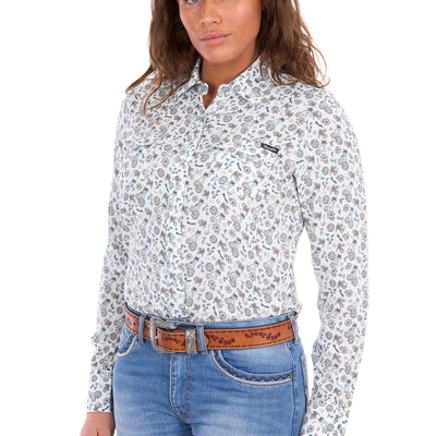 Wrangler Women’s Elena Print Western Long Sleeve Shirt