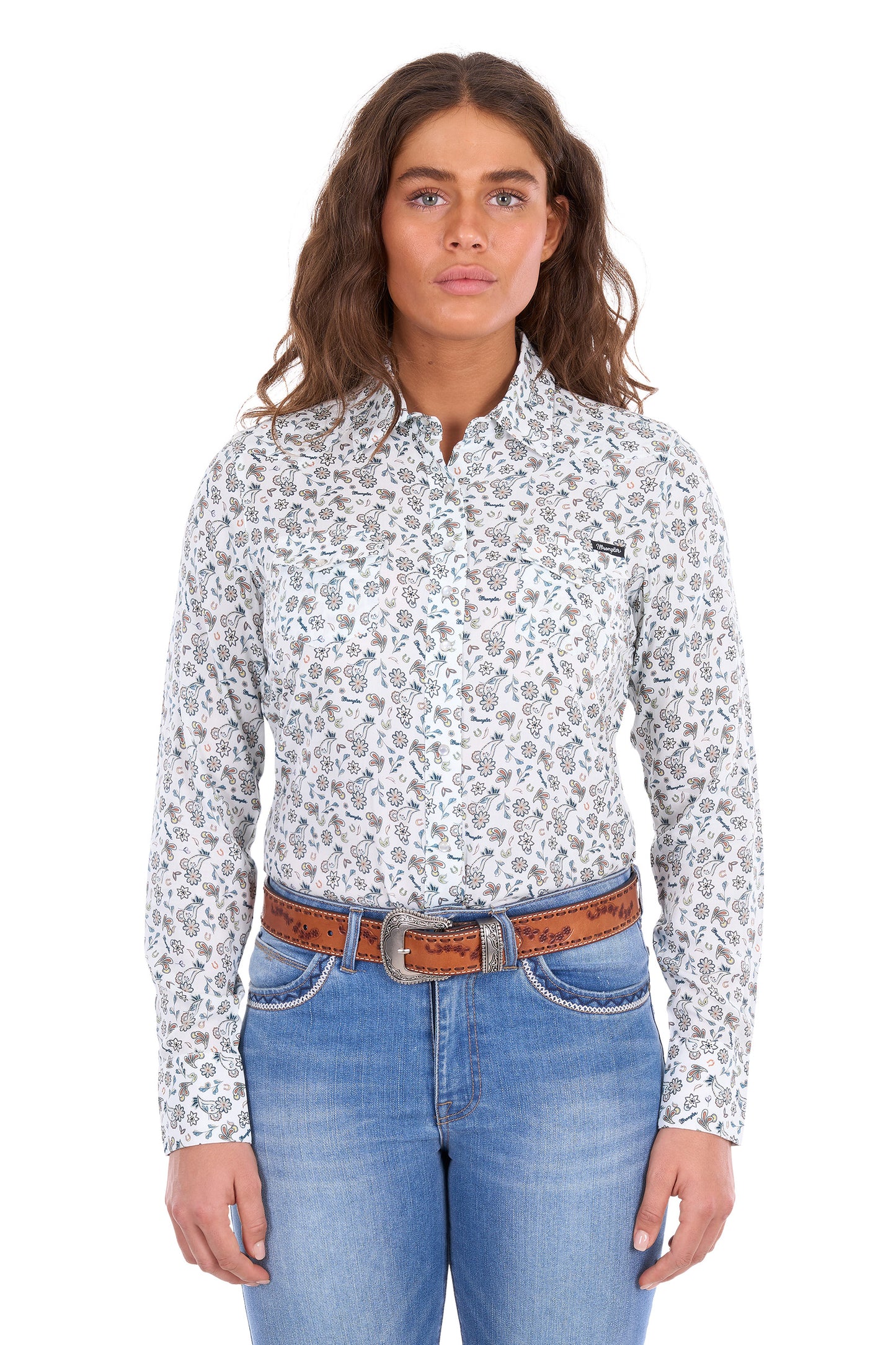 Wrangler Women’s Elena Print Western Long Sleeve Shirt