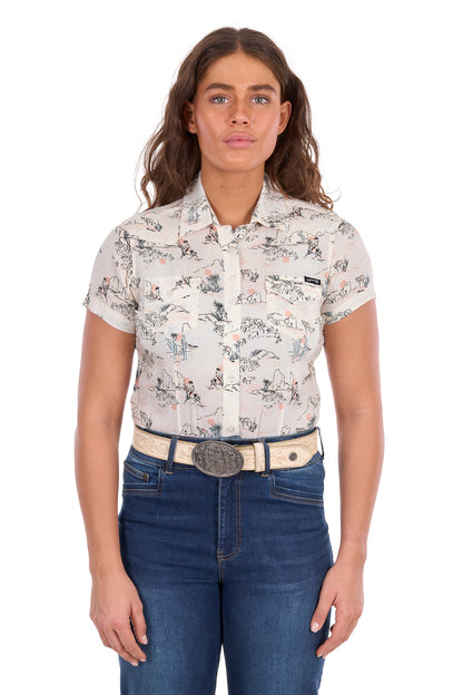 Wrangler Women’s Heidi Print Western Short Sleeve Shirt