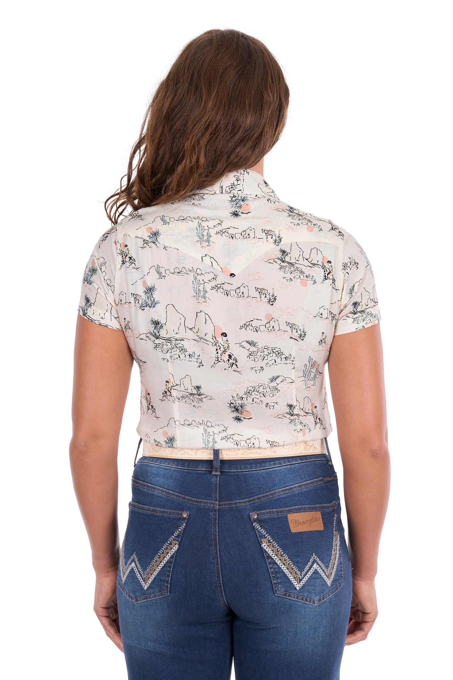 Wrangler Women’s Heidi Print Western Short Sleeve Shirt