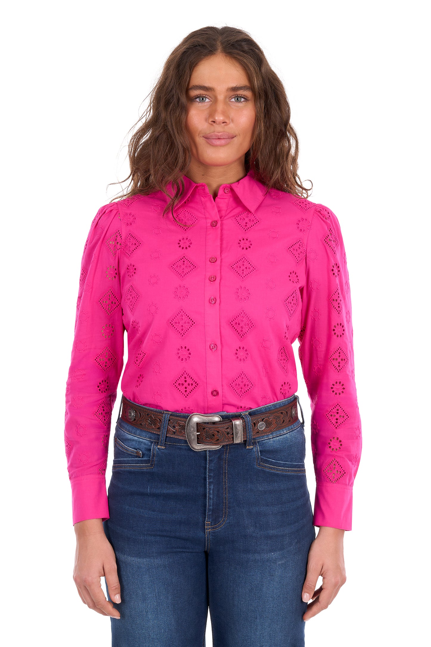 Wrangler Women’s Fleur Long Sleeve Shirt - Pink