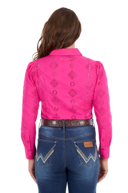 Wrangler Women’s Fleur Long Sleeve Shirt - Pink
