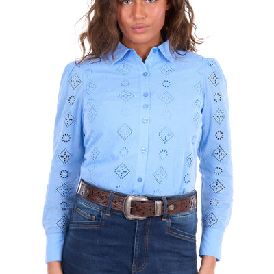 Wrangler Women’s Fleur Long Sleeve Shirt - Cornflower