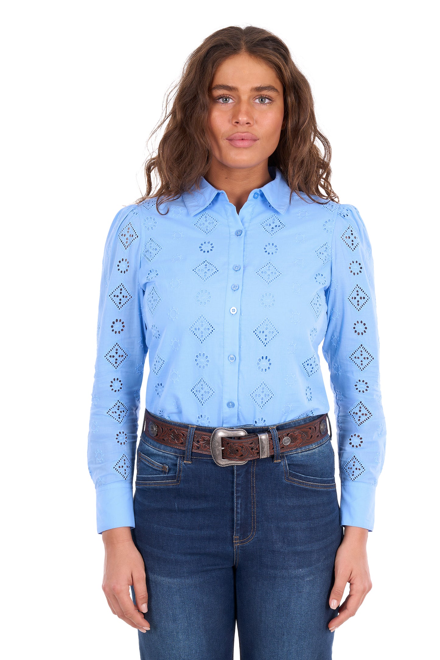 Wrangler Women’s Fleur Long Sleeve Shirt - Cornflower
