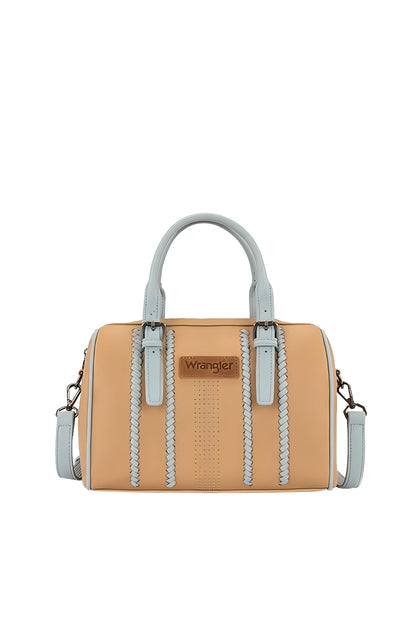 Wrangler Boston Stitch Barrel Bag - Camel/Blue