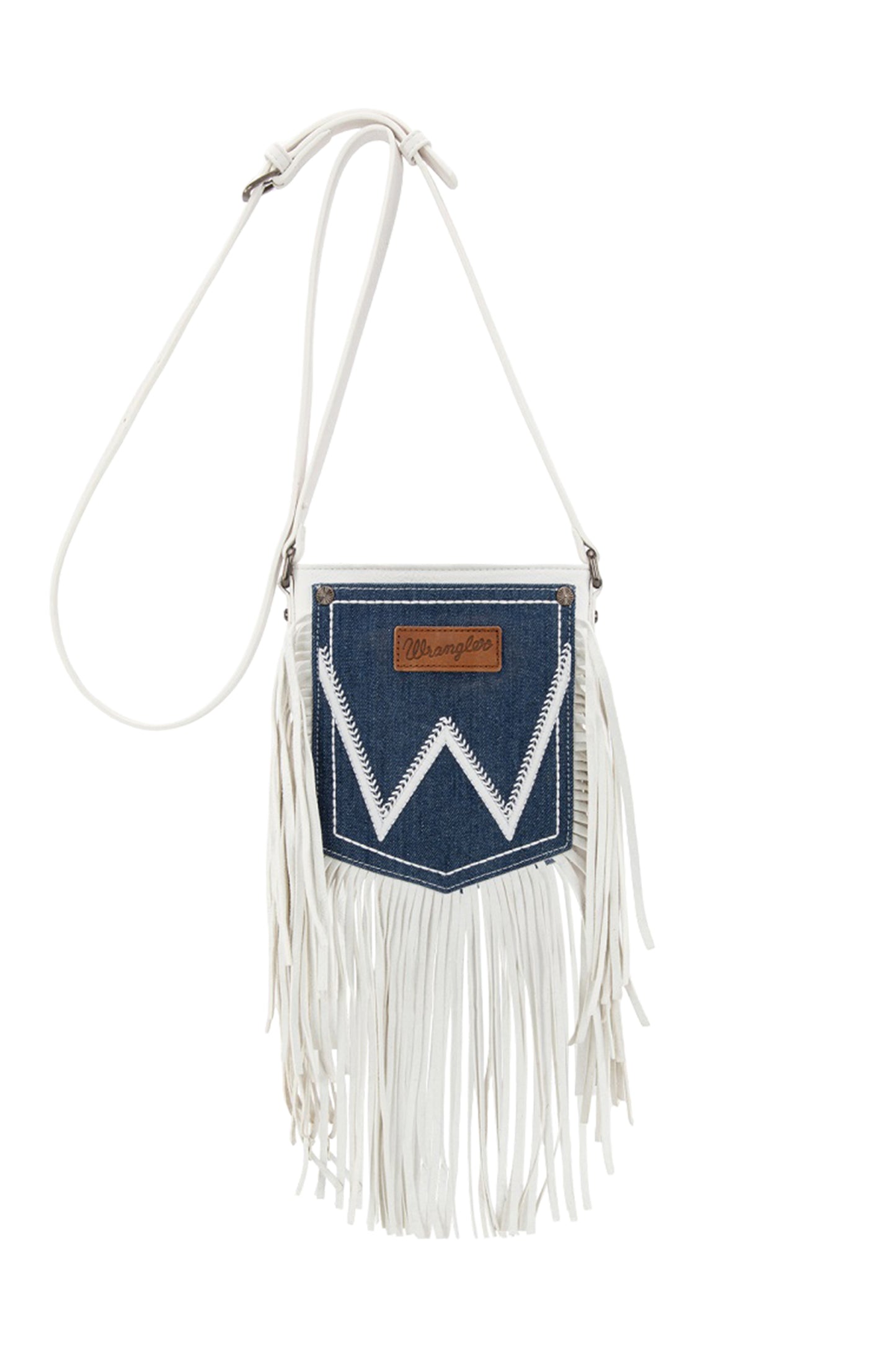 Wrangler Denim Pocket Fringe Bag - White