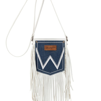 Wrangler Denim Pocket Fringe Bag - White
