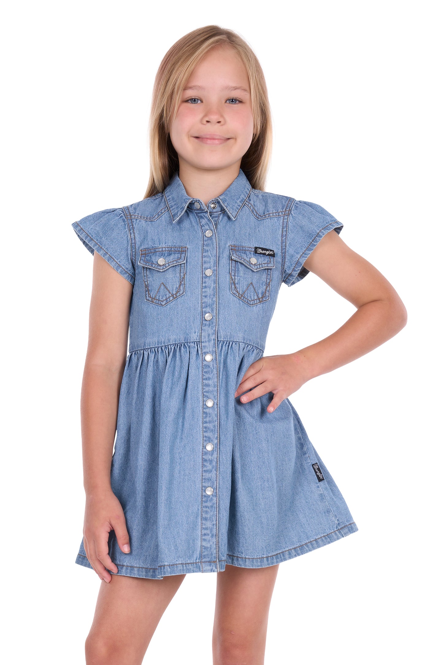 Wrangler Girl’s Poppy Short Sleeve Denim Dress