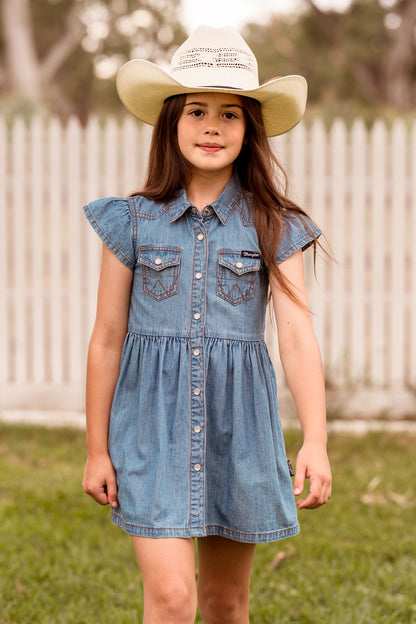 Wrangler Girl’s Poppy Short Sleeve Denim Dress