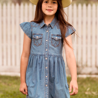 Wrangler Girl’s Poppy Short Sleeve Denim Dress
