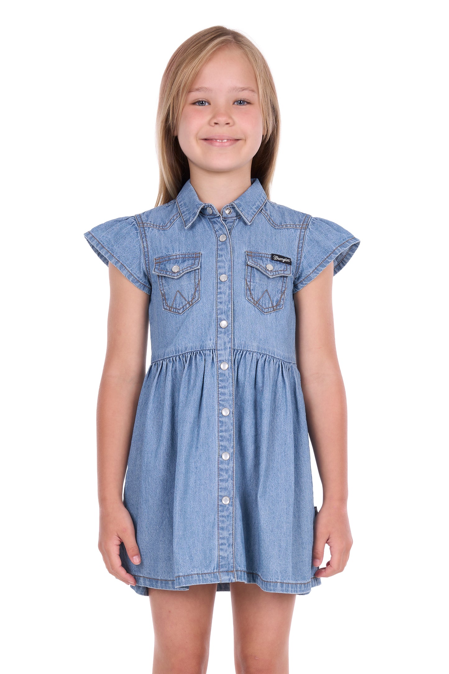 Wrangler Girl’s Poppy Short Sleeve Denim Dress