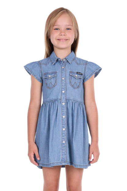 Wrangler Girl’s Poppy Short Sleeve Denim Dress