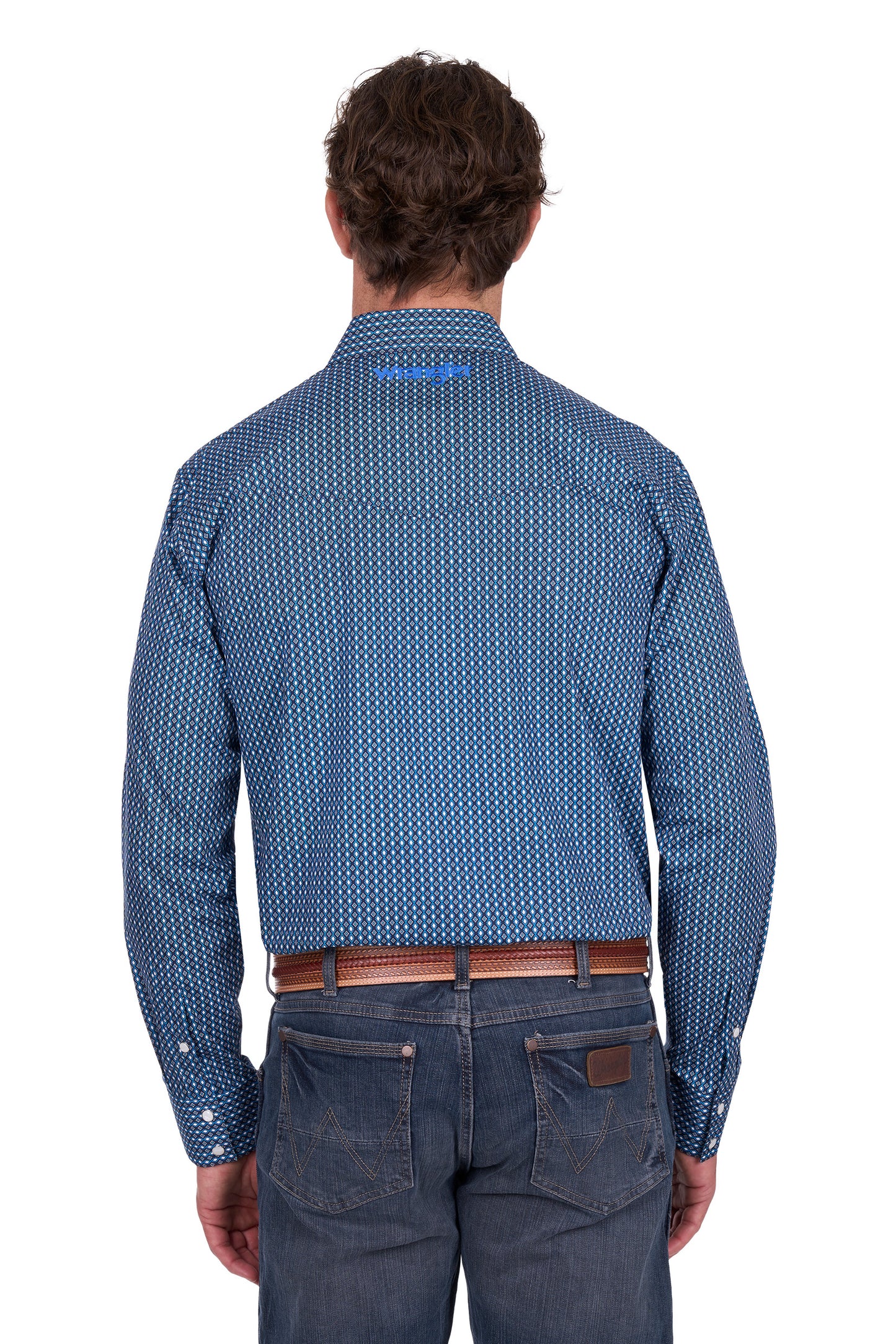 Wrangler Men’s Kyle Print Logo Western Long Sleeve Shirt