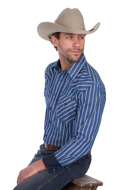 Wrangler Men’s Roy Stripe Western Button Down Long Sleeve Shirt