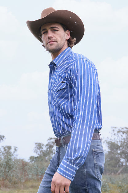 Wrangler Men’s Roy Stripe Western Button Down Long Sleeve Shirt