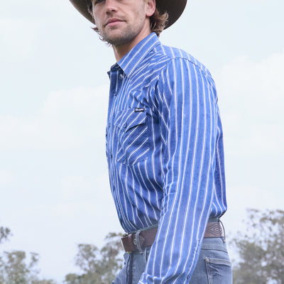 Wrangler Men’s Roy Stripe Western Button Down Long Sleeve Shirt