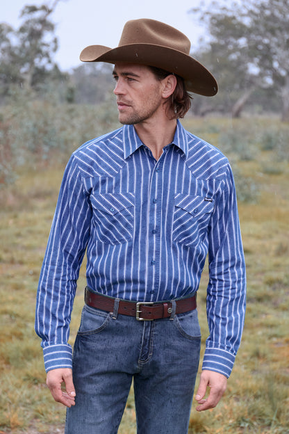 Wrangler Men’s Roy Stripe Western Button Down Long Sleeve Shirt