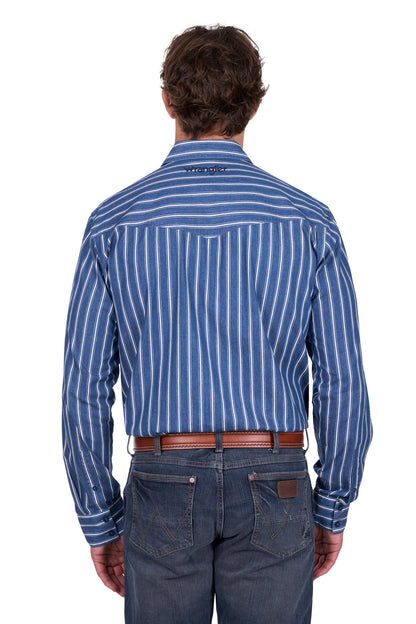 Wrangler Men’s Roy Stripe Western Button Down Long Sleeve Shirt