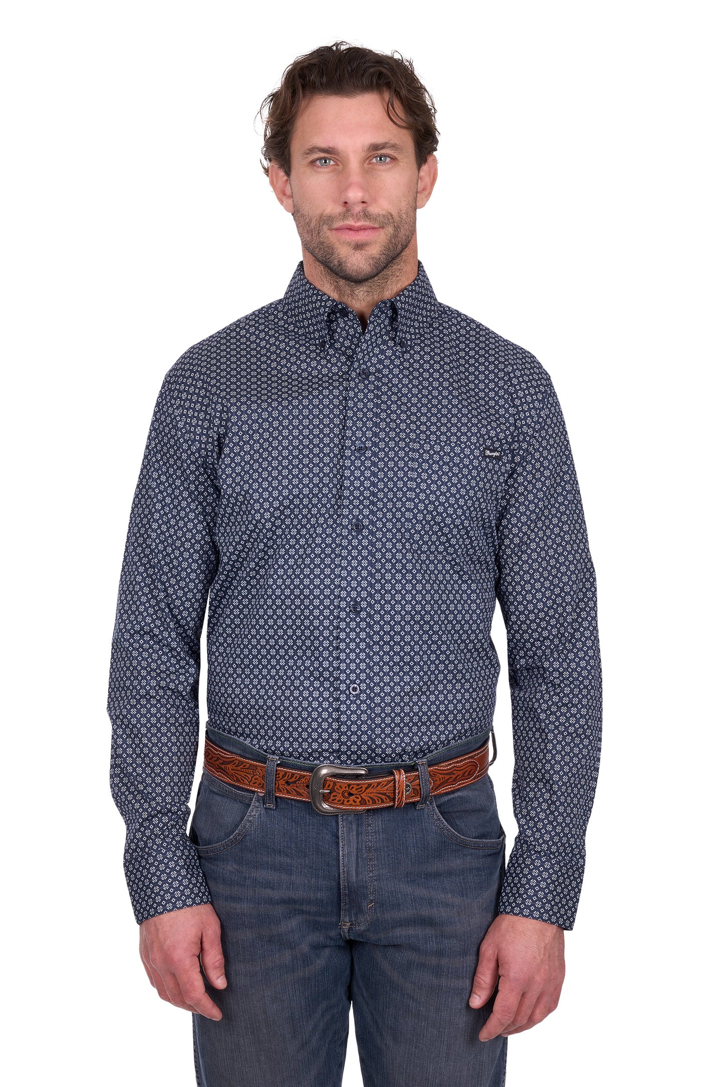 Wrangler Men’s Jacob Print Button Down Long Sleeve Shirt