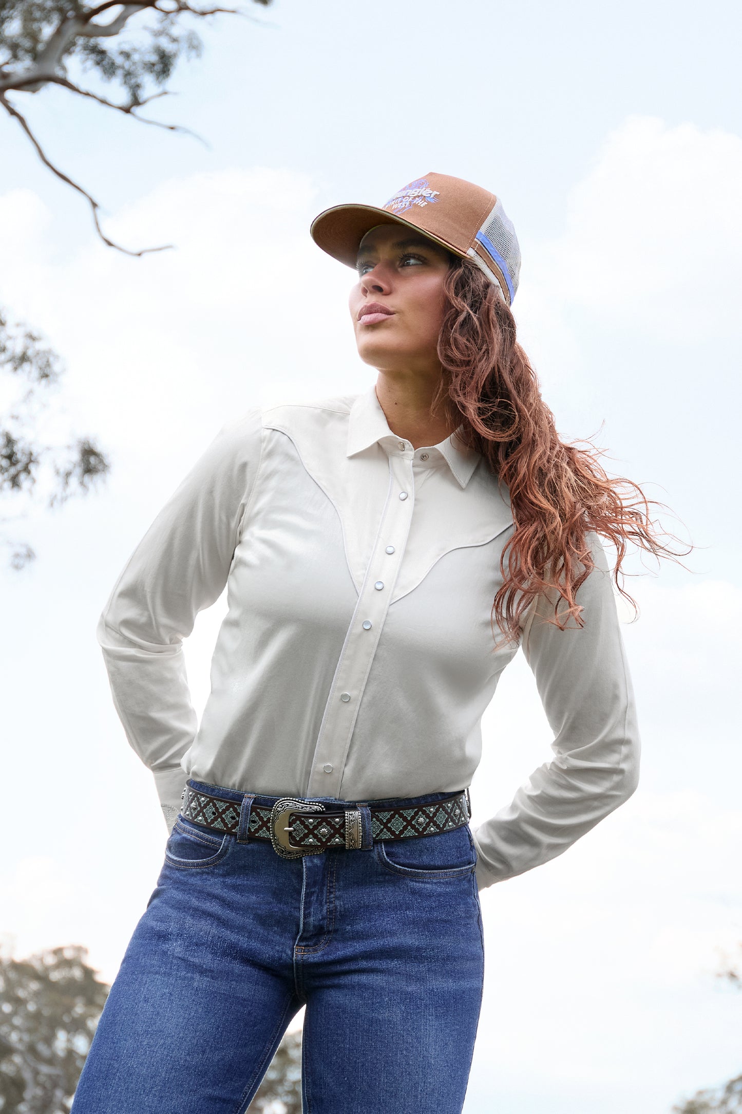 Wrangler Women’s Bridget Western Long Sleeve Shirt - Cream