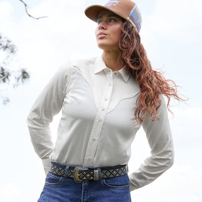 Wrangler Women’s Bridget Western Long Sleeve Shirt - Cream