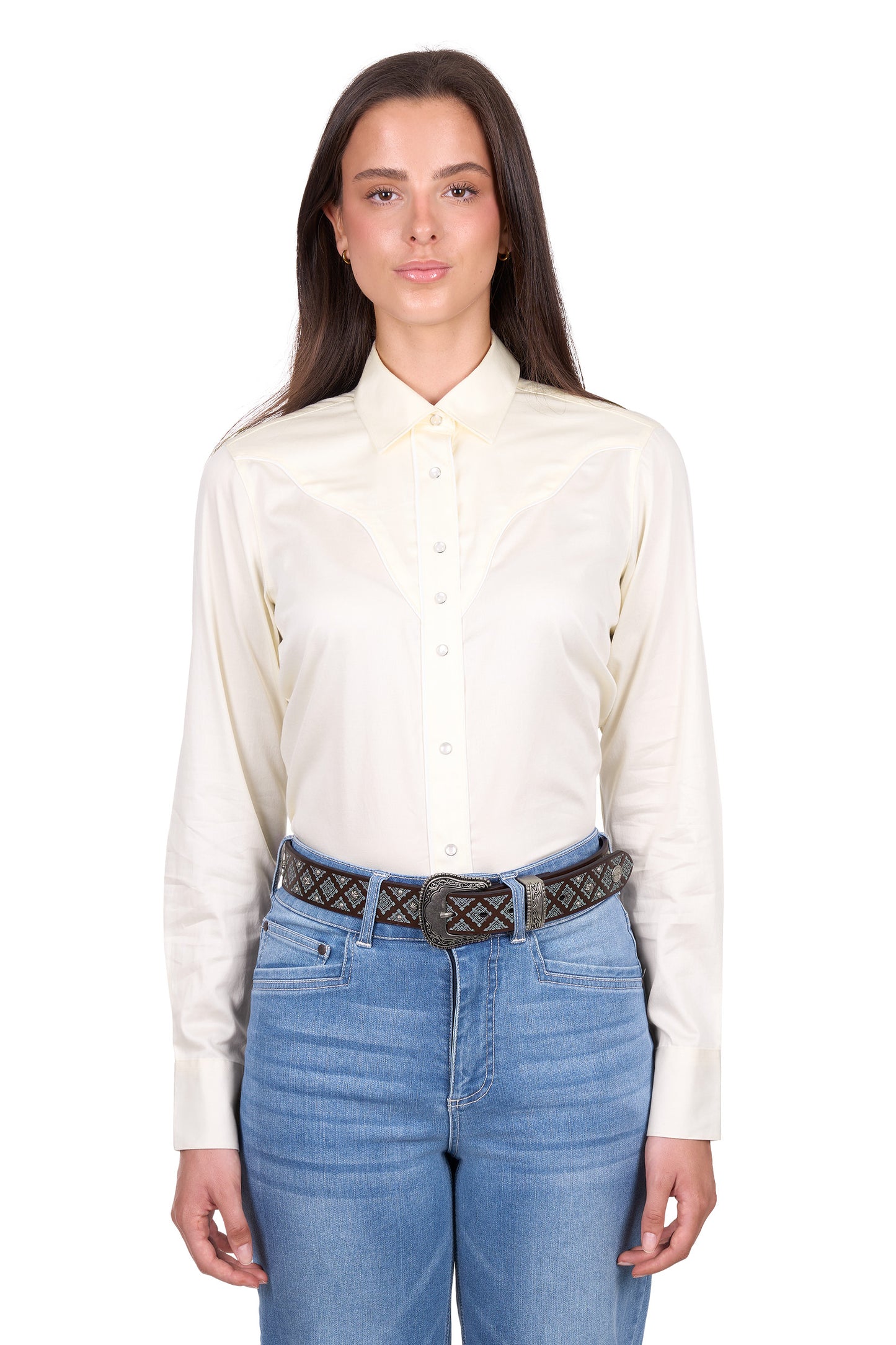 Wrangler Women’s Bridget Western Long Sleeve Shirt - Cream