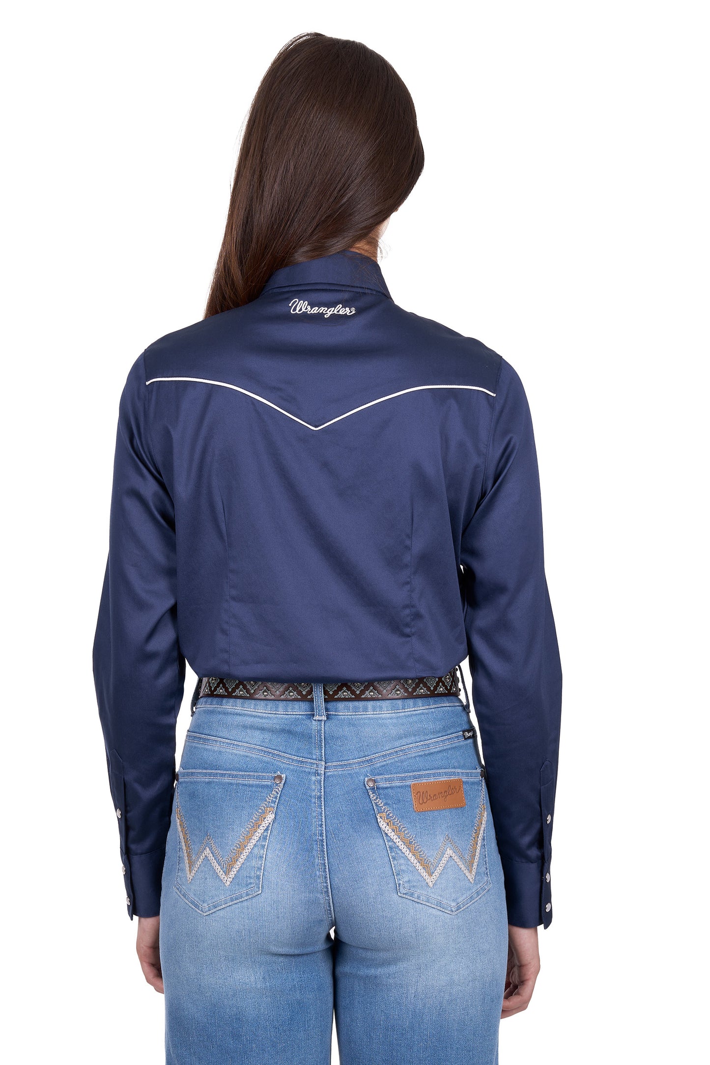 Wrangler Women’s Bridget Western Long Sleeve Shirt - Navy
