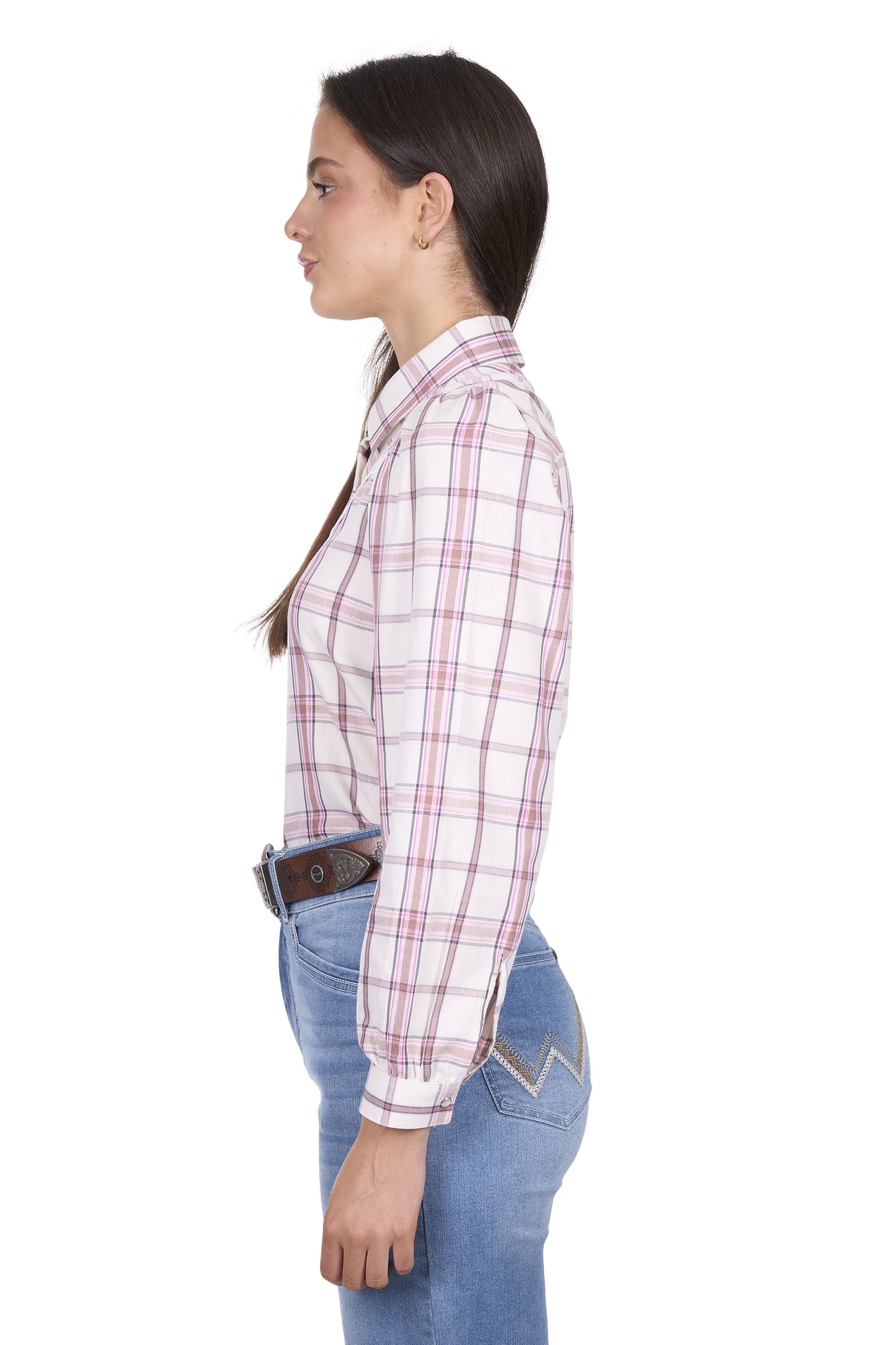 Wrangler Women’s Henley Check Western Long Sleeve Shirt
