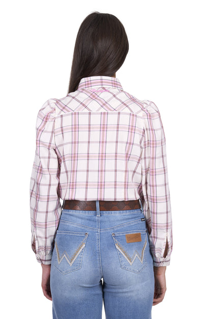 Wrangler Women’s Henley Check Western Long Sleeve Shirt