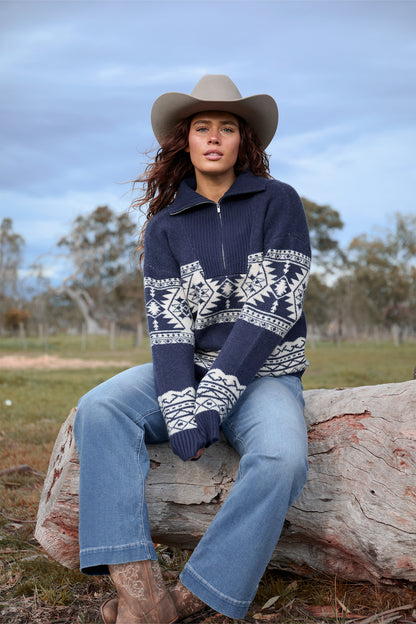 Wrangler Women’s Lacey Knitted 1/4 Zip Pullover