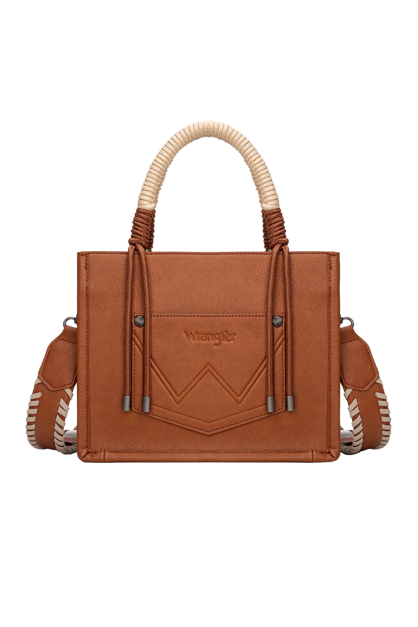 Wrangler Cow Print Tassel Crossbody Bag -Tan