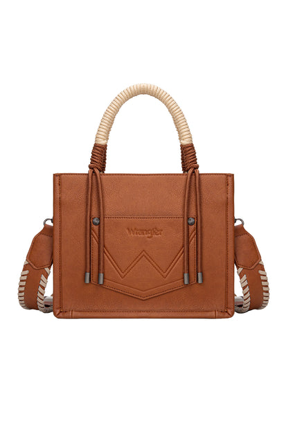 Wrangler Cow Print Tassel Crossbody Bag -Tan