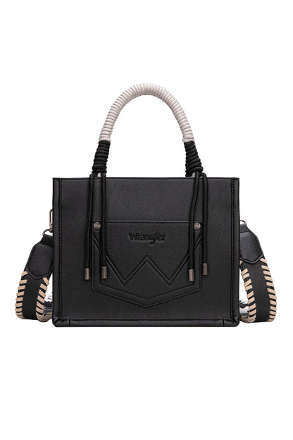 Wrangler Cow Print Tassel Crossbody Bag - Black