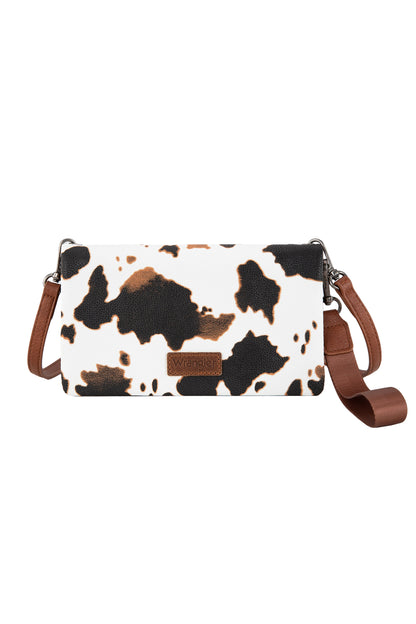 Wrangler Cow Print Wallet Crossbody Bag - Tan