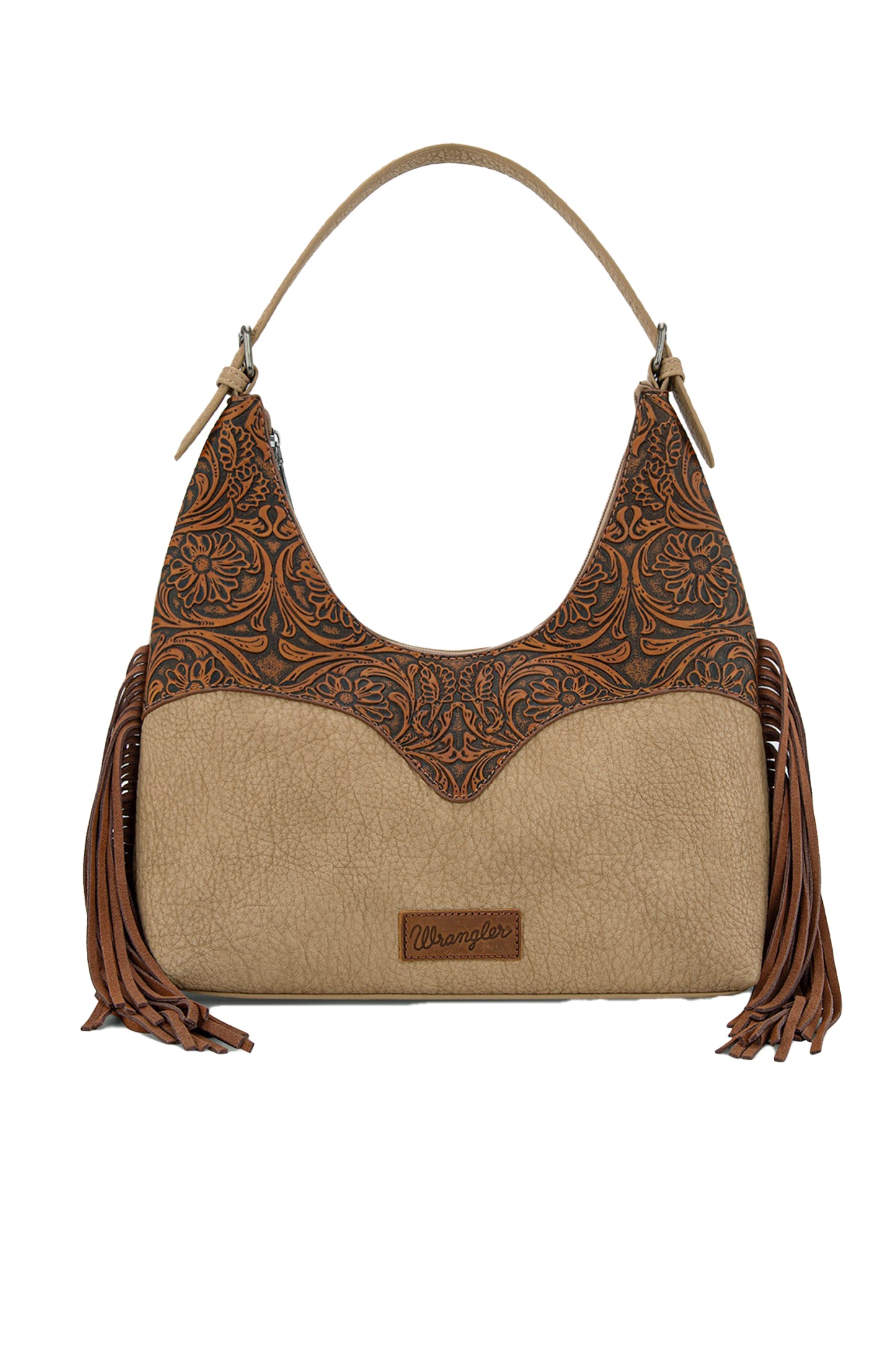 Wrangler Tooled Fringe Shoulder Bag - Camel/Tan