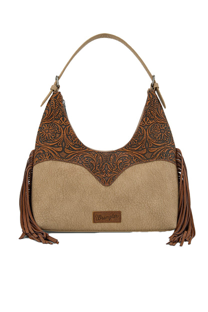 Wrangler Tooled Fringe Shoulder Bag - Camel/Tan