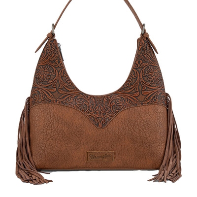 Wrangler Tooled Fringe Shoulder Bag - Tan